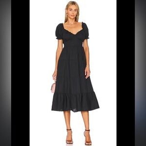 Astr Black Ruffled Tiered Midi Dress XS
